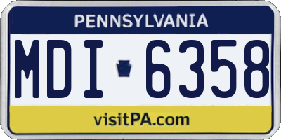 PA license plate MDI6358