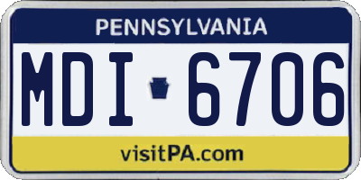 PA license plate MDI6706