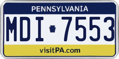 PA license plate MDI7553