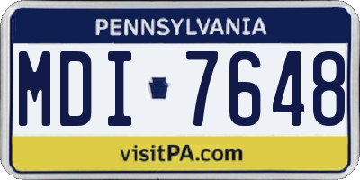 PA license plate MDI7648