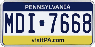 PA license plate MDI7668