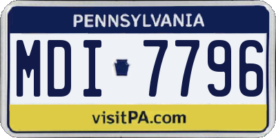PA license plate MDI7796