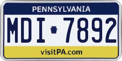 PA license plate MDI7892