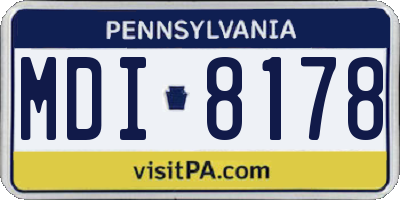 PA license plate MDI8178