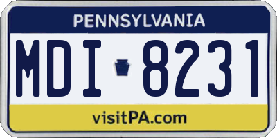 PA license plate MDI8231