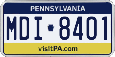 PA license plate MDI8401