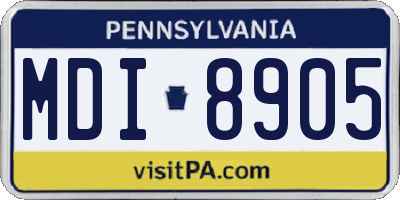 PA license plate MDI8905