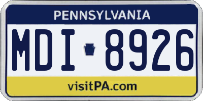 PA license plate MDI8926