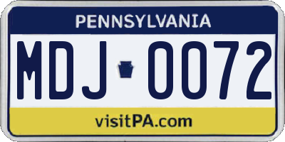 PA license plate MDJ0072