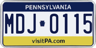 PA license plate MDJ0115