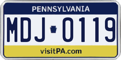 PA license plate MDJ0119