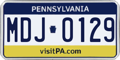 PA license plate MDJ0129