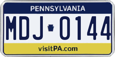 PA license plate MDJ0144