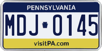 PA license plate MDJ0145