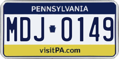 PA license plate MDJ0149