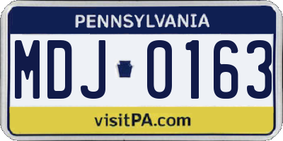 PA license plate MDJ0163