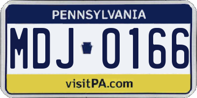 PA license plate MDJ0166