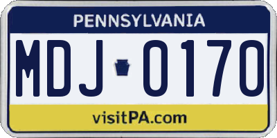 PA license plate MDJ0170
