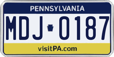 PA license plate MDJ0187