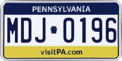 PA license plate MDJ0196
