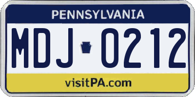 PA license plate MDJ0212