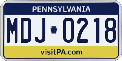 PA license plate MDJ0218
