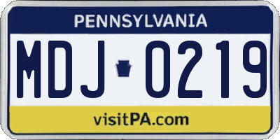 PA license plate MDJ0219