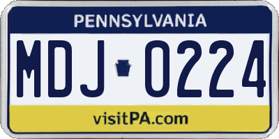 PA license plate MDJ0224