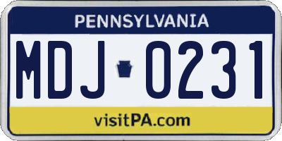 PA license plate MDJ0231