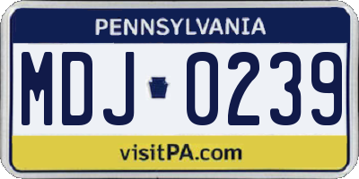 PA license plate MDJ0239