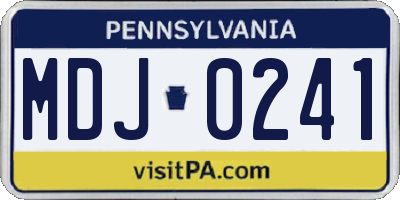 PA license plate MDJ0241