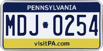PA license plate MDJ0254
