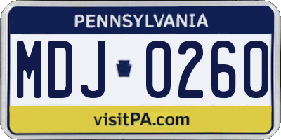 PA license plate MDJ0260