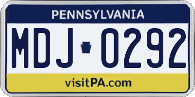 PA license plate MDJ0292