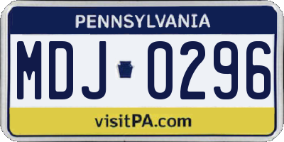PA license plate MDJ0296