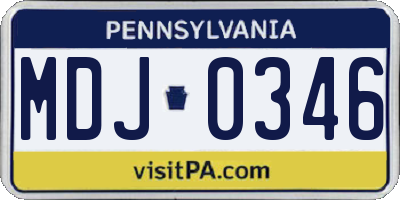 PA license plate MDJ0346