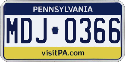 PA license plate MDJ0366