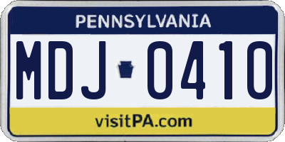 PA license plate MDJ0410