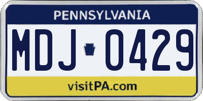 PA license plate MDJ0429
