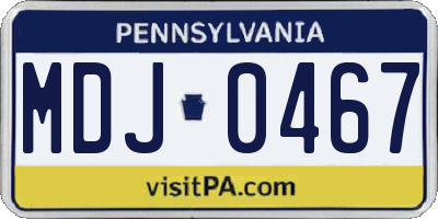 PA license plate MDJ0467