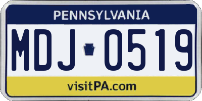 PA license plate MDJ0519
