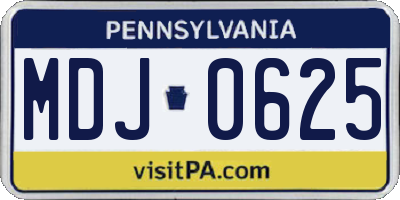 PA license plate MDJ0625