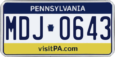 PA license plate MDJ0643