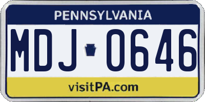 PA license plate MDJ0646