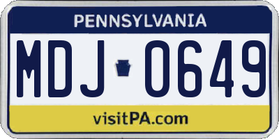 PA license plate MDJ0649