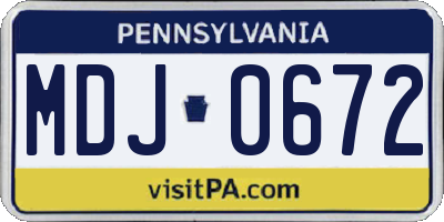 PA license plate MDJ0672