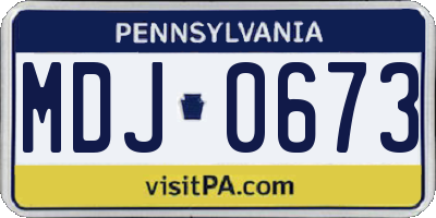 PA license plate MDJ0673