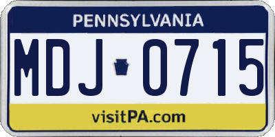 PA license plate MDJ0715