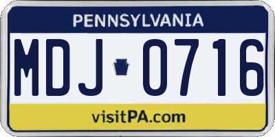 PA license plate MDJ0716