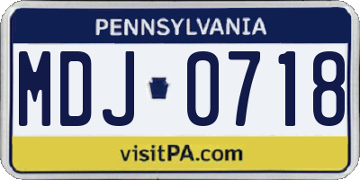 PA license plate MDJ0718